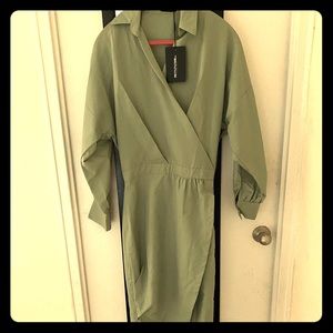 Mint green wrap midi dress